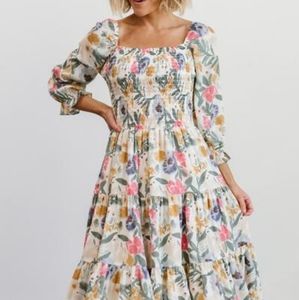 MARTA FLORAL SMOCKED MIDI DRESS